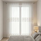 Silver Gold Sequin Border Sheer Curtains