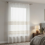 Evelyn Cream Textured Stripe Voile Curtains