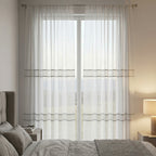 Evelyn Cream Textured Stripe Voile Curtains