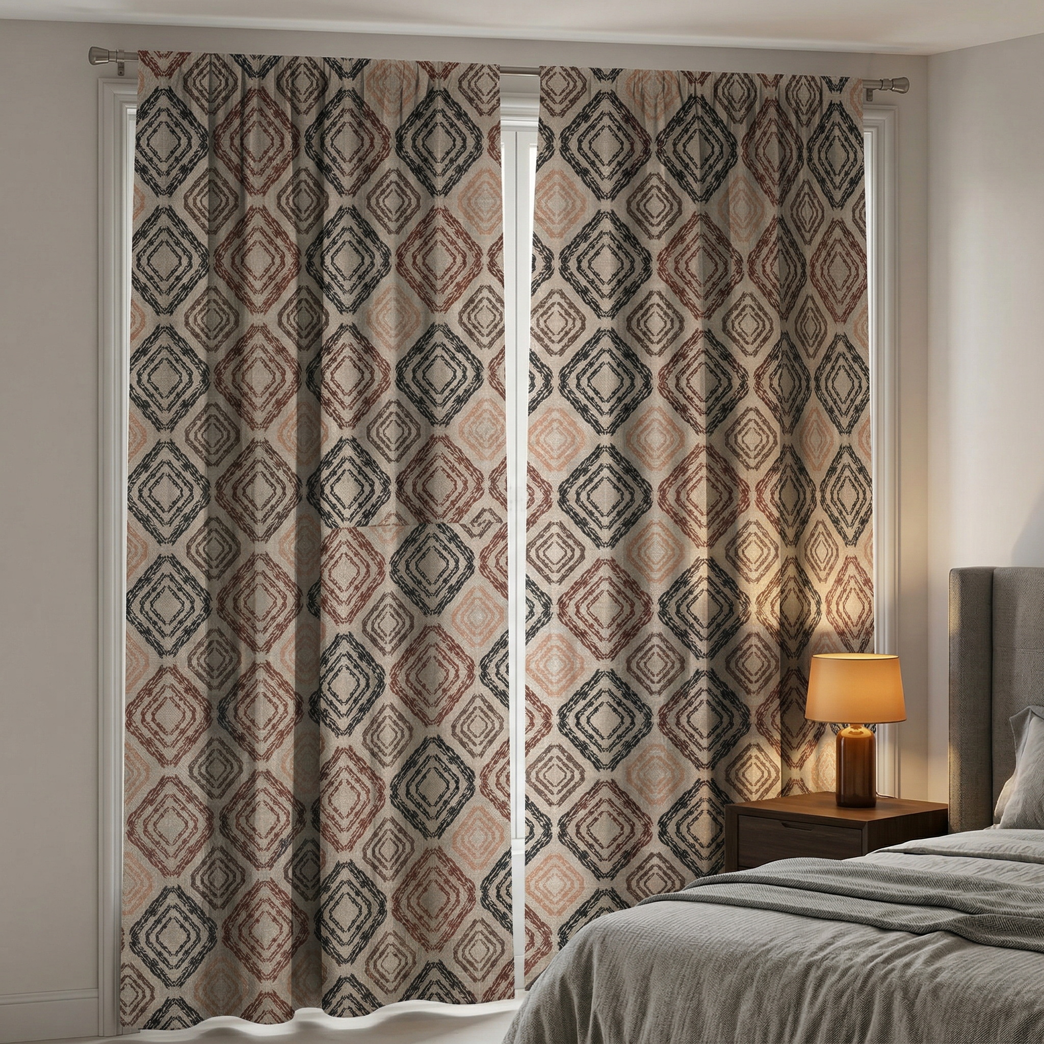 Geometric Diamond Pattern Curtains