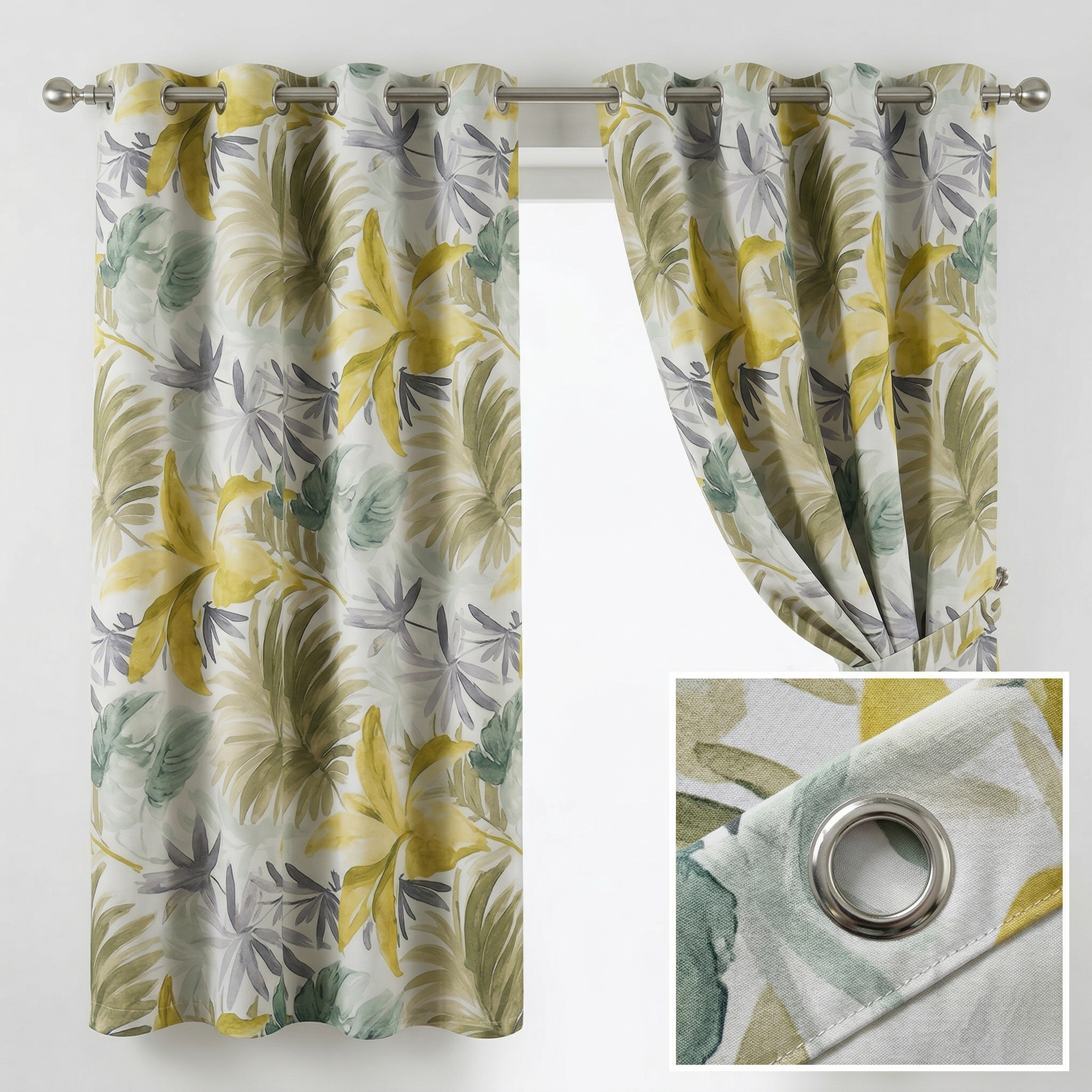Tropical Palm Leaf Curtains