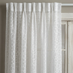 Luxury White Textured Geometric Sheer Net Curtains