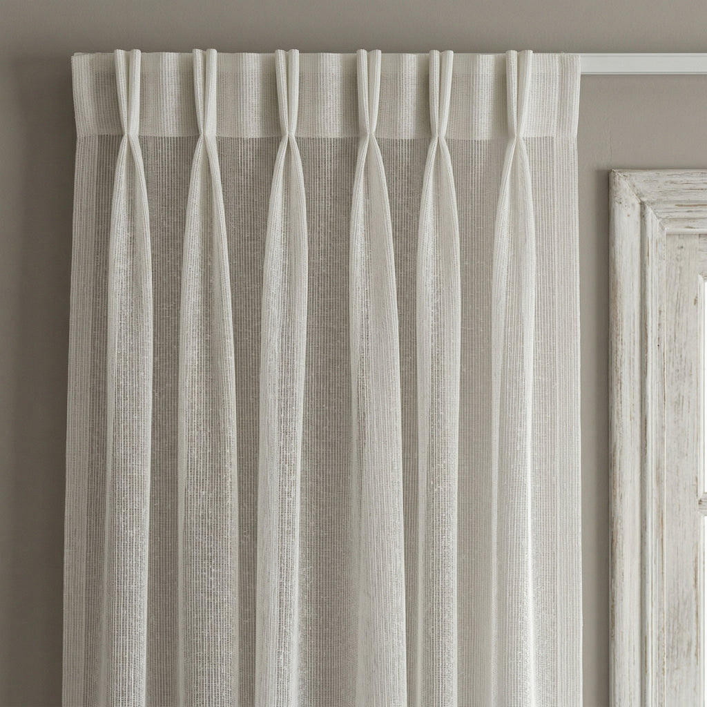 Evelyn Cream Textured Stripe Voile Curtains