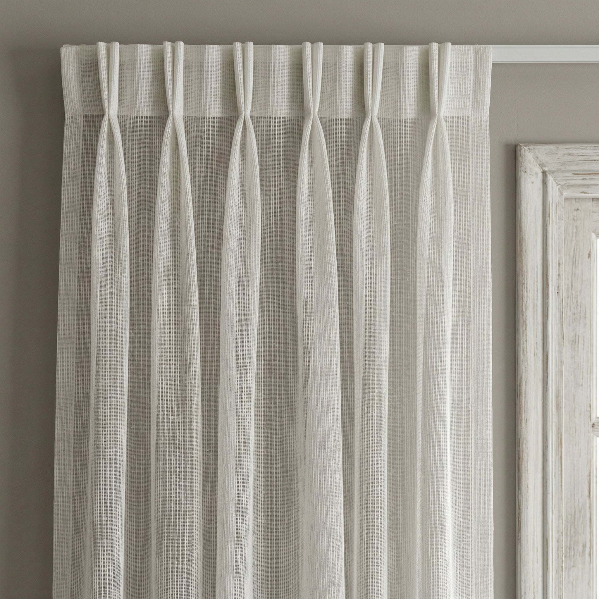 Evelyn Cream Textured Stripe Voile Curtains