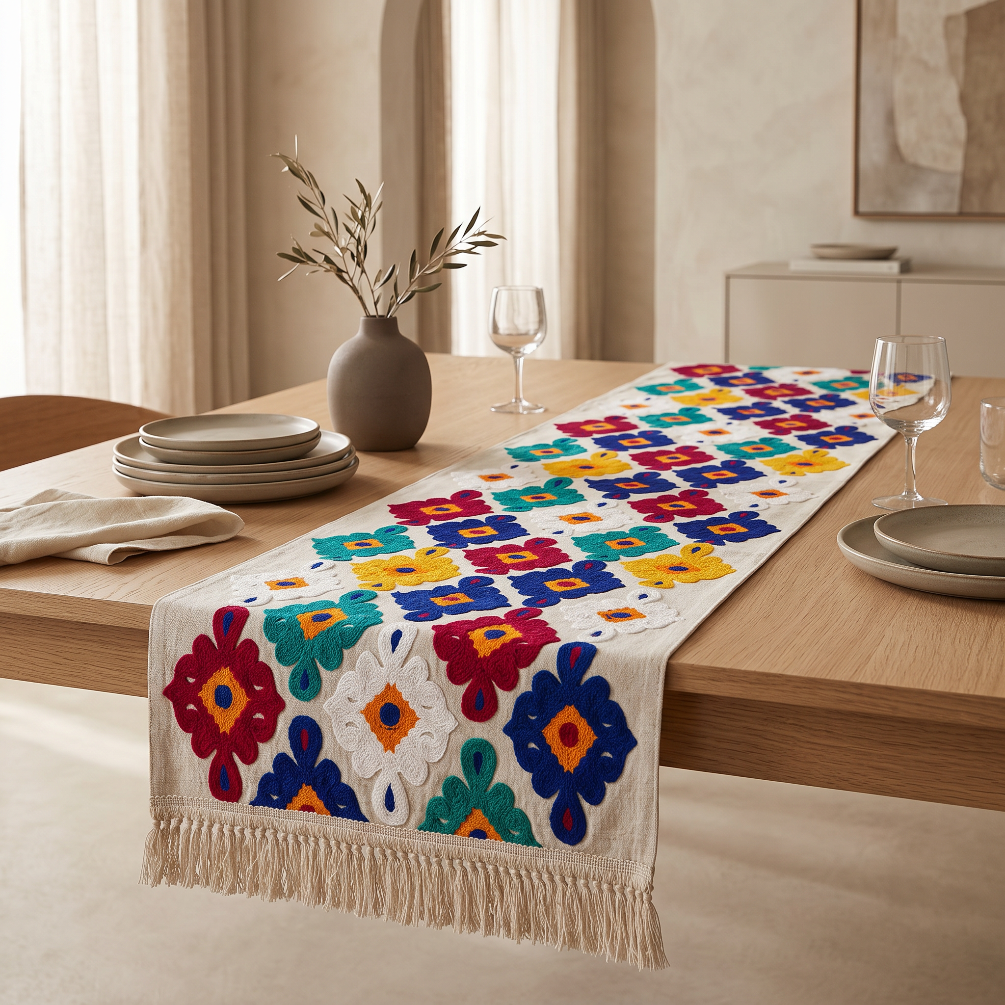 Colored Appliques Table Runner
