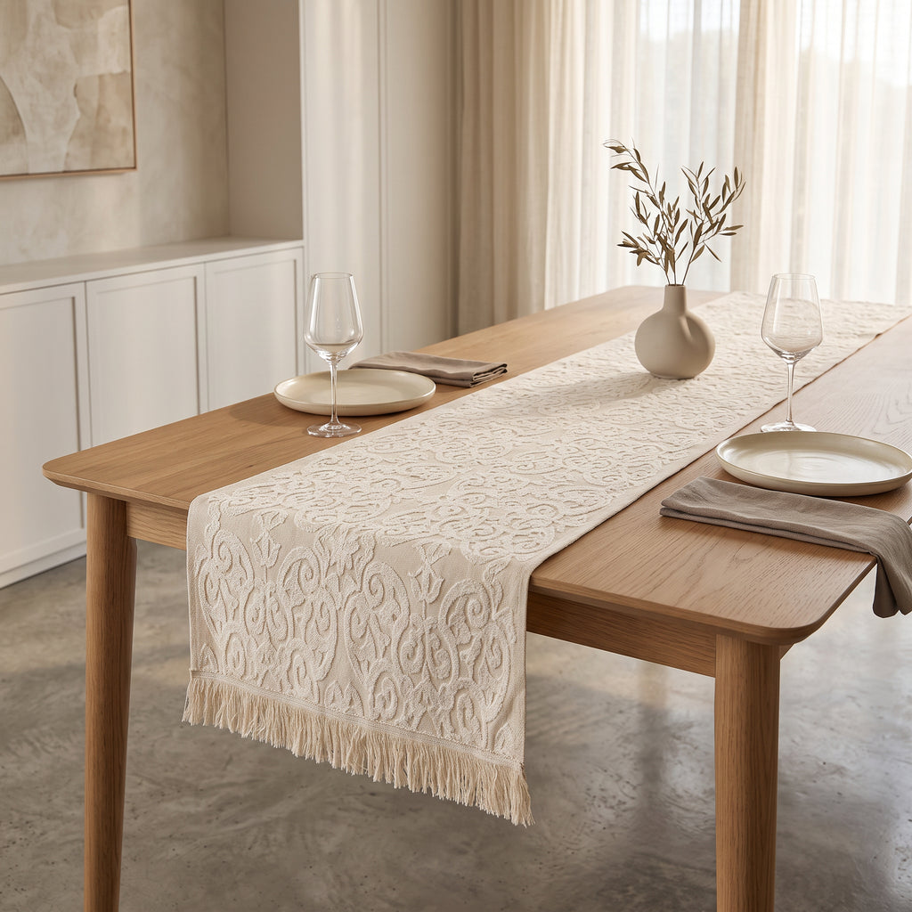 White Arabesque Table Runner