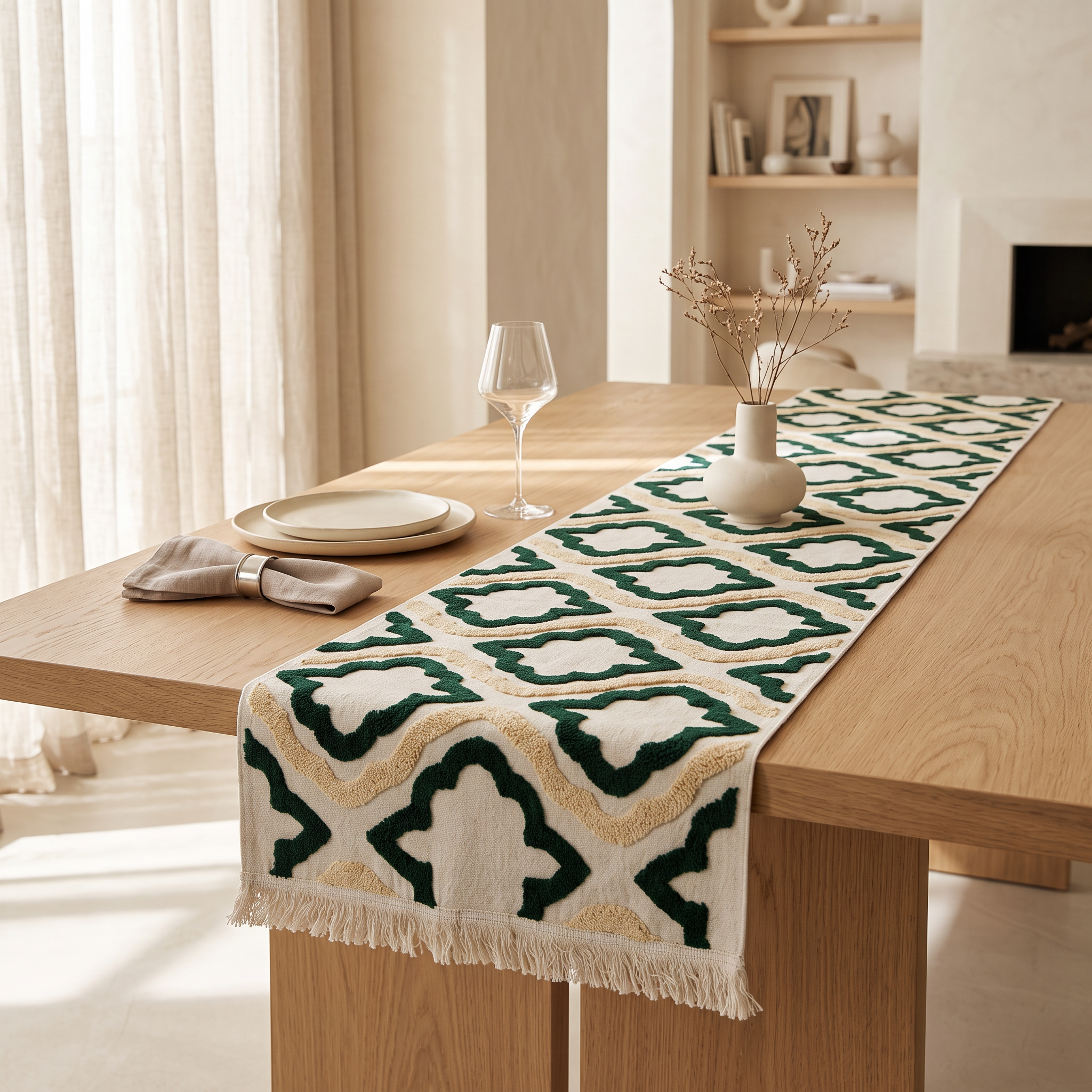 Olive Star Table Runner