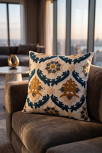 Navy Arabesque Cushion Cover