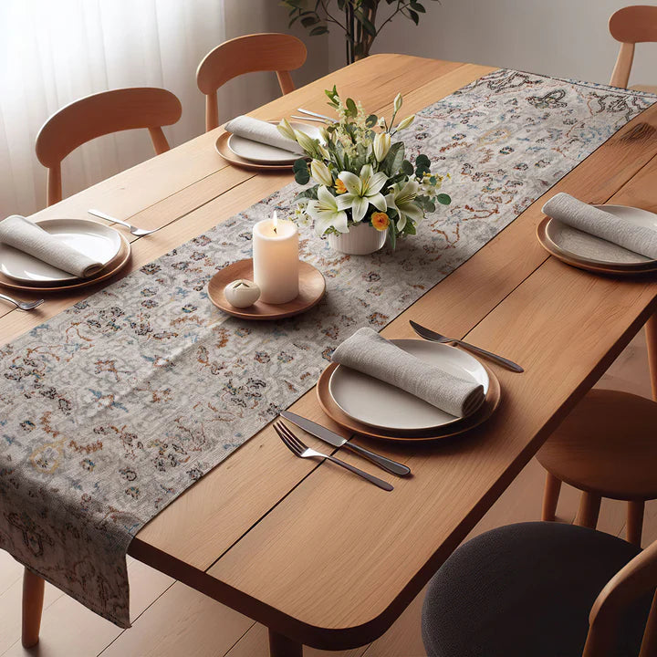 Vintage Medallion Grey Table Runner