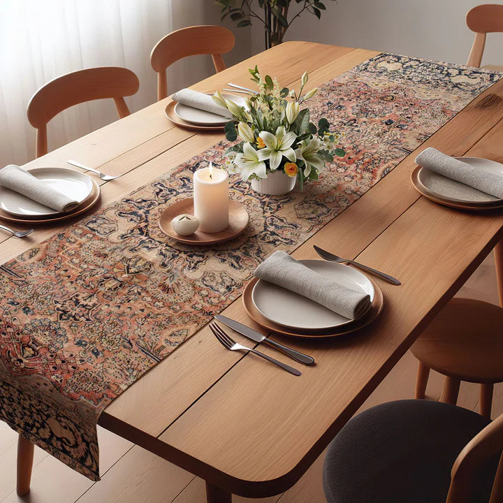 Rust & Blue Oriental Table Runner