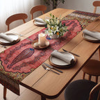 Rustic Red Floral Vintage Table Runner