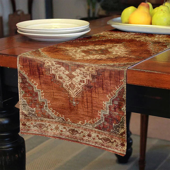 Vintage Turkish Style Brown Table Runner