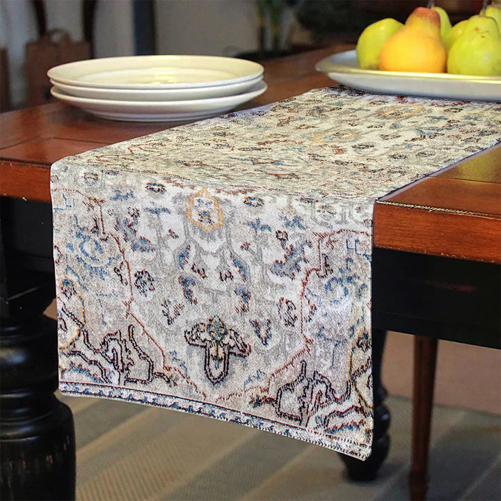 Vintage Medallion Grey Table Runner