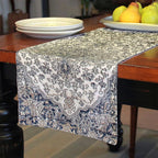 Grey & Blue Patterned Table Runner