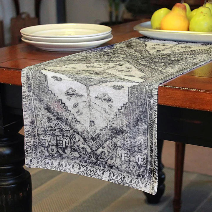 Vintage Grey And White table runner
