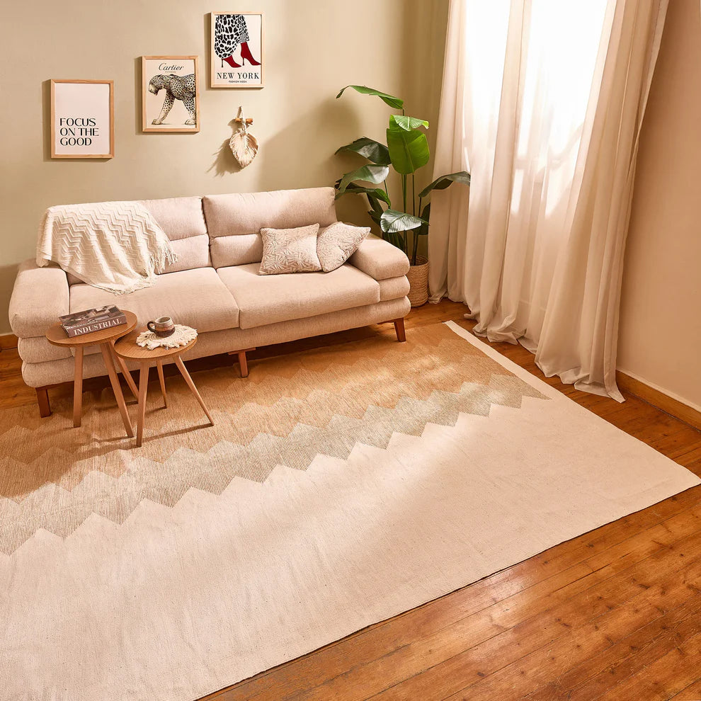Natural Beige & White Kilim Rug